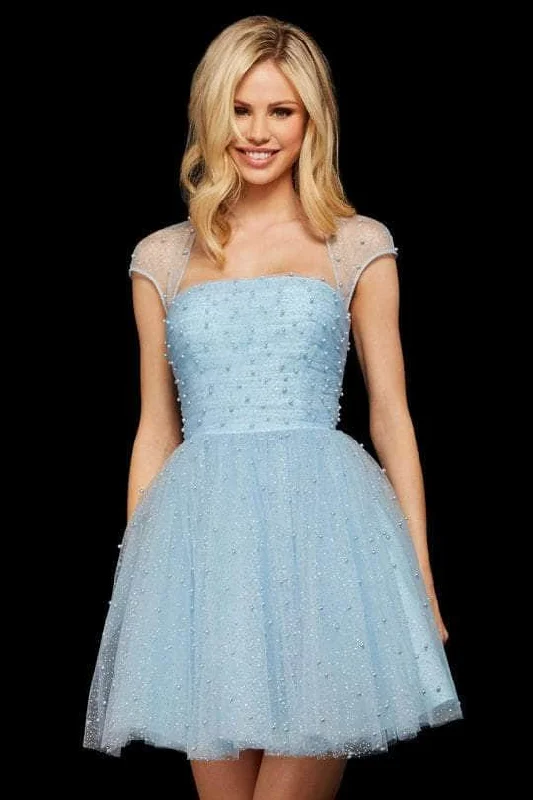 Party dress for a luxurious high-end VIP red carpet fashion gathering-Sherri Hill - Cap Sleeve Cocktail Dress 53077 - 1 pc Light Blue In Size 00 Available