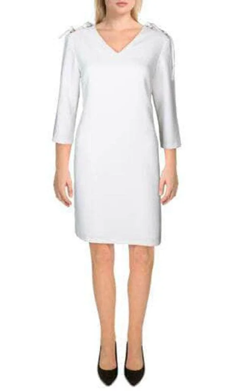 Party dress for a trendy VIP fashion night-T Tahari THF99014 - Quarter Sleeved Slip On Short Dress