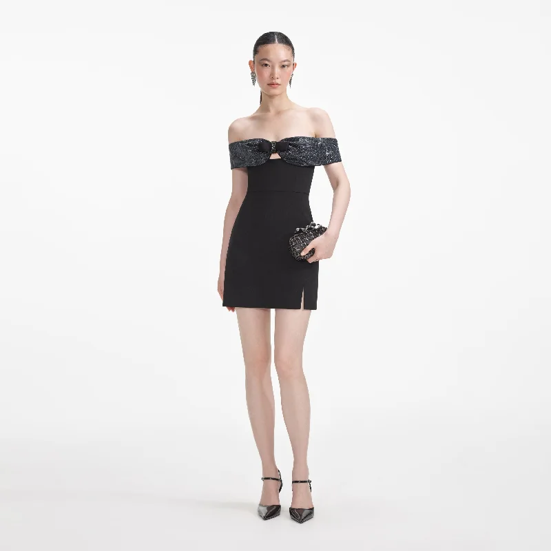 mini dresses-perfect for a summer eveningBlack Crepe Bow Mini Dress