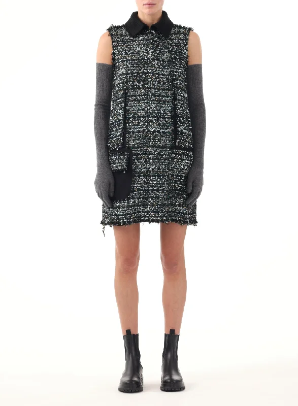 mini dresses-glam and relaxed styleCOLLARED TWEED MINI SHIFT DRESS