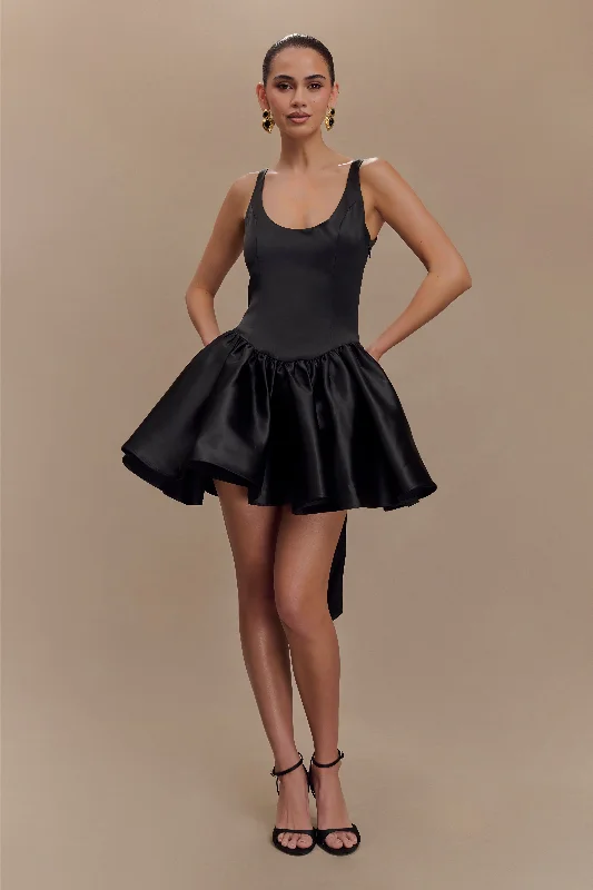 mini dresses-perfect fit for any occasionFelicia Satin Mini Dress With Bow - Black