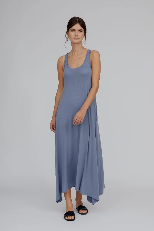 Casual maxi dresses with pockets-Jo Long Tank Dress - Flint Stone