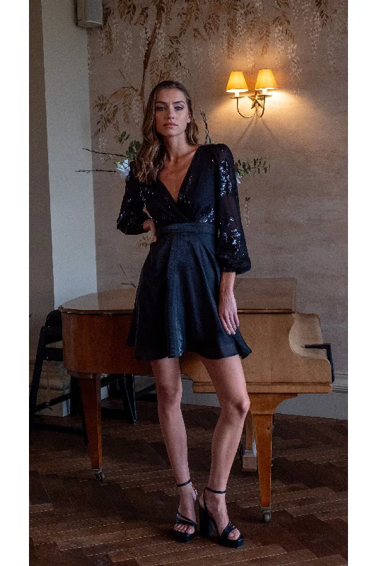 mini dresses-perfect for casual partiesLiquorish Sequin Details Mini Party Dress In Black