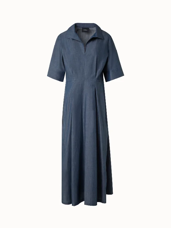 Maxi dresses with layered skirts for summer-Long Shirt Dress in Sea Island Cotton