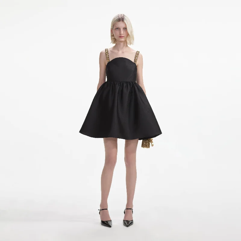 mini dresses-perfect for hot summer nightsBlack Taffeta Embellished Mini Dress