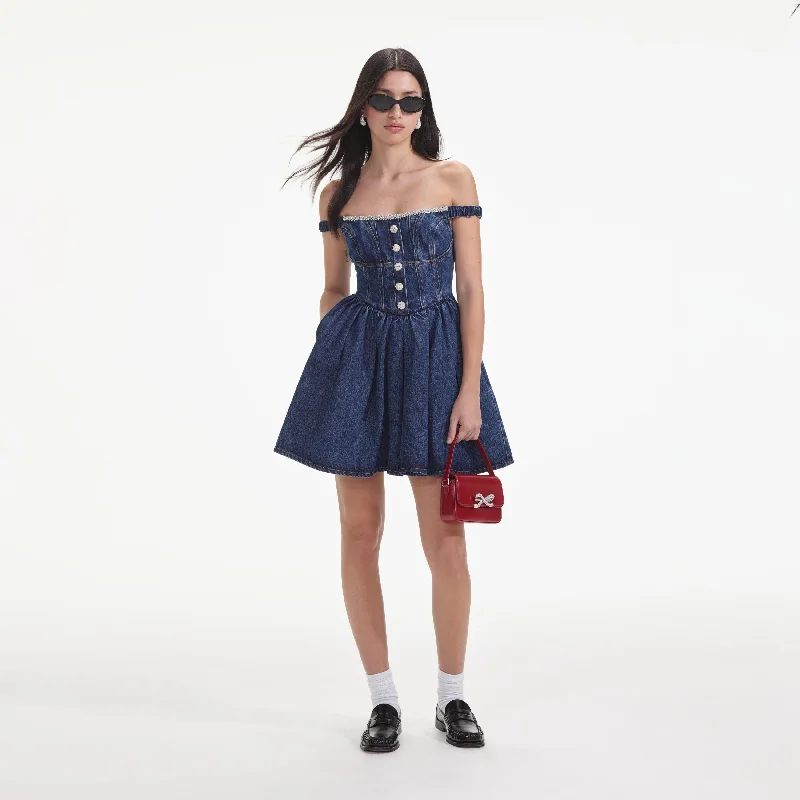 mini dresses-perfect for every casual lookDenim Off Shoulder Mini Dress