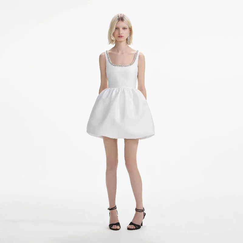 mini dresses-glamorous but laid-backWhite Taffeta Diamante Mini Dress