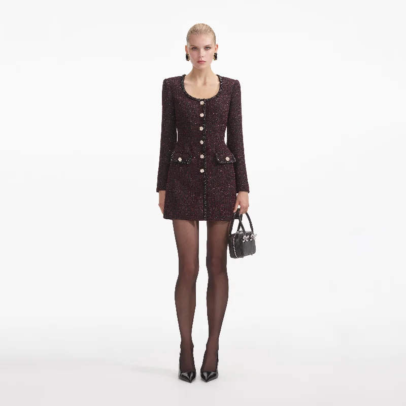 mini dresses-for cozy eveningsBlack Metallic Boucle Mini Dress