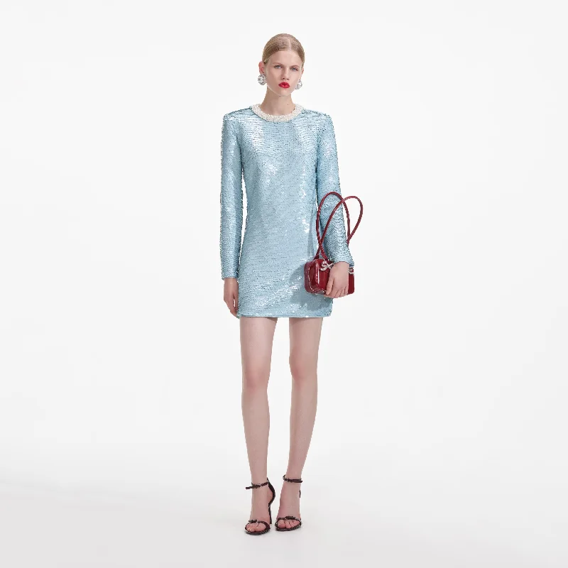 mini dresses-stylish dinner lookBlue Sequin Mini Dress