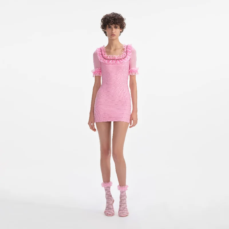 mini dresses-perfect for your next tripPink Ruffle Knit Mini Dress